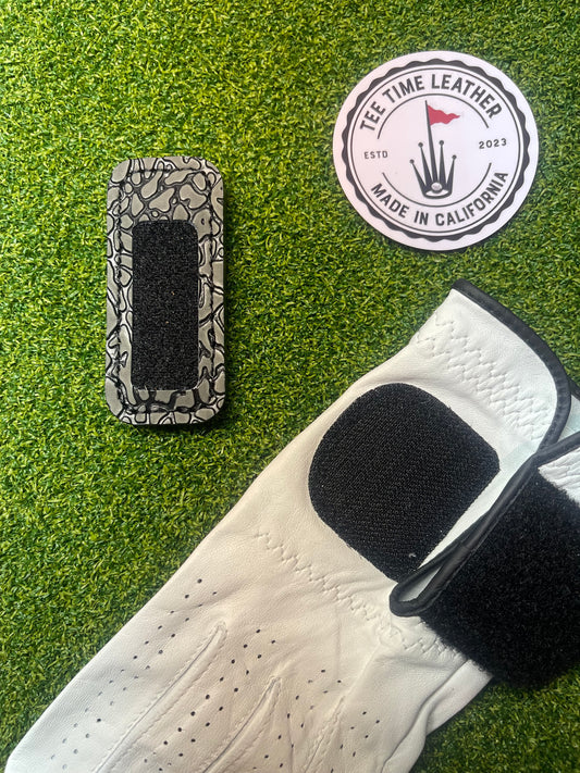 Clip-on Golf Glove Holder in Black Elephant Print. Jordan 3 Cement Inspired