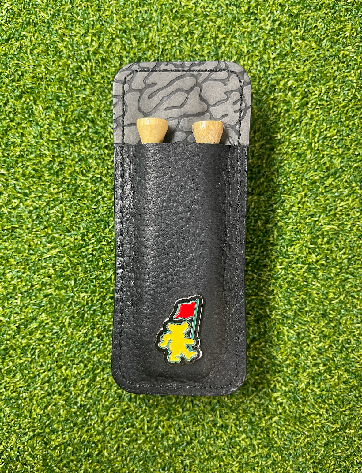 Handmade Black Kodiac Leather and Elephant Print Scotty Cameron Divot Tool & Golf Tee Holder