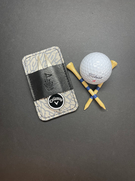 Handmade Elephant Print Jordan Inspired Leather Divot Tool and Golf Tee Holder