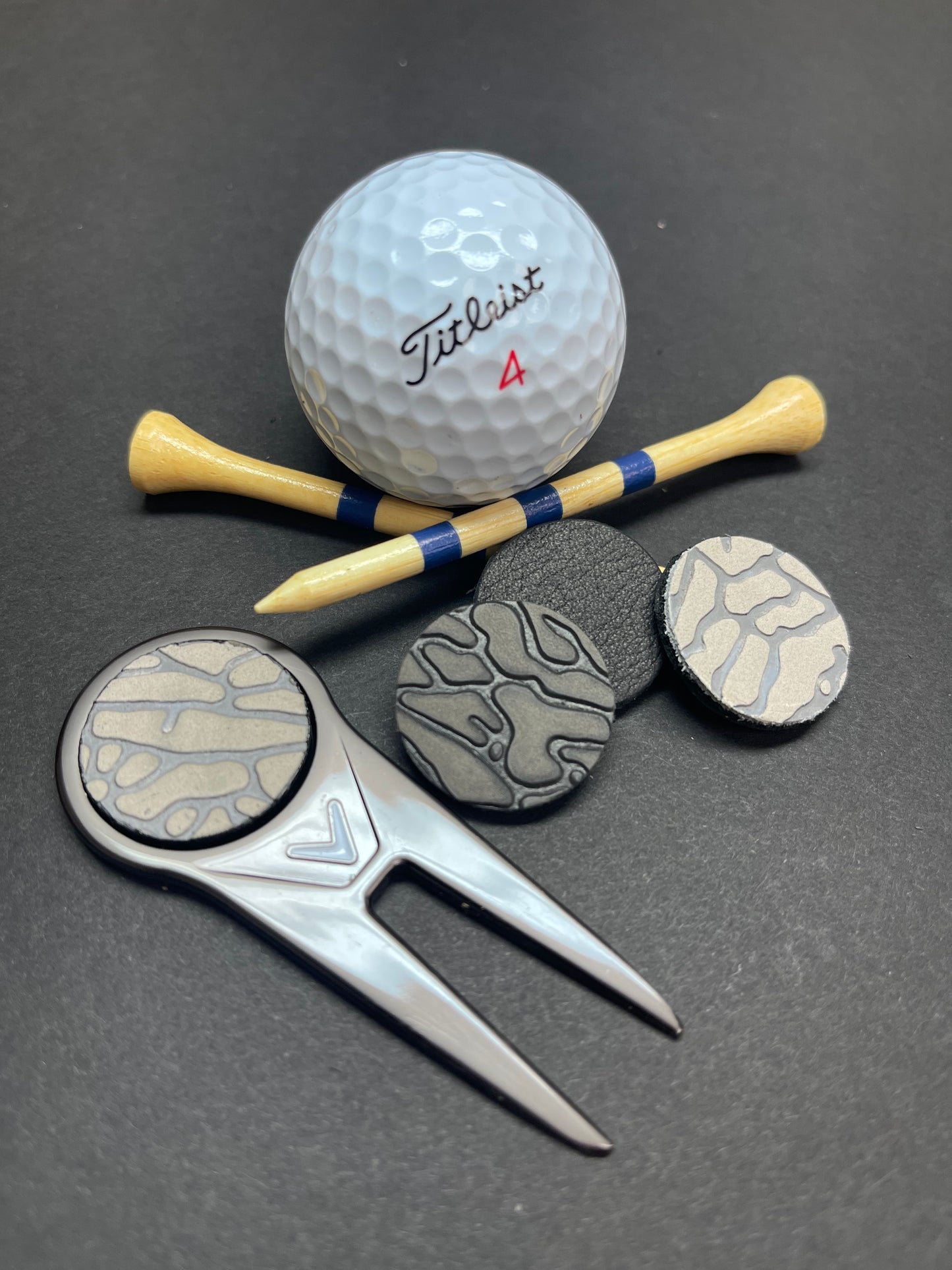 Handmade Leather Golf Ball Marker. Jordan Inspired Elephant Print